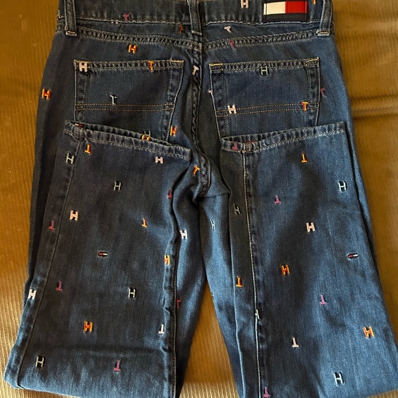 Tommy Hilfiger Embroidered Multi-color Sig. TH Boyfriend Copain Jeans Sz 0 - Picture 7 of 12